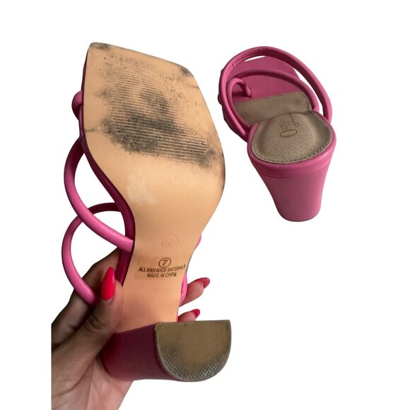 OLIVIA MILLER Pink Block Heel Sandals Size 7 - Picture 3 of 6